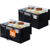 BlissTotes Moving Bags, Heavy Duty Moving Boxes with Zippers Top and Sturdy Handles, Storage Bags for Space Saving and Packing, Collapsible Moving Supplies, Storage Totes (76L, 2-Pack, Black)