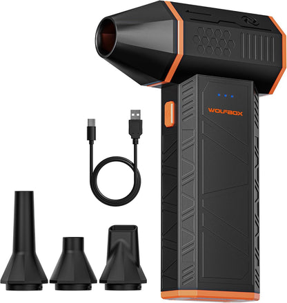 WOLFBOX MF50 Electric Air Duster-110000RPM Super Power Cordless Air Duster, 3-Gear Adjustable Mini Blower with Fast Charging, Dust Blower for Computer, Keyboard, House, Outdoor and Car