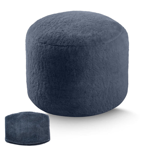 Tiita Unstuffed Pouf Ottoman Cover, Round Plush Foot Stool Cover, Foot Rest Stool Without Foam Chunk Filling, Soft Fluffy Footstool Slipcover for Living Room, Bedroom(Dark Grey)