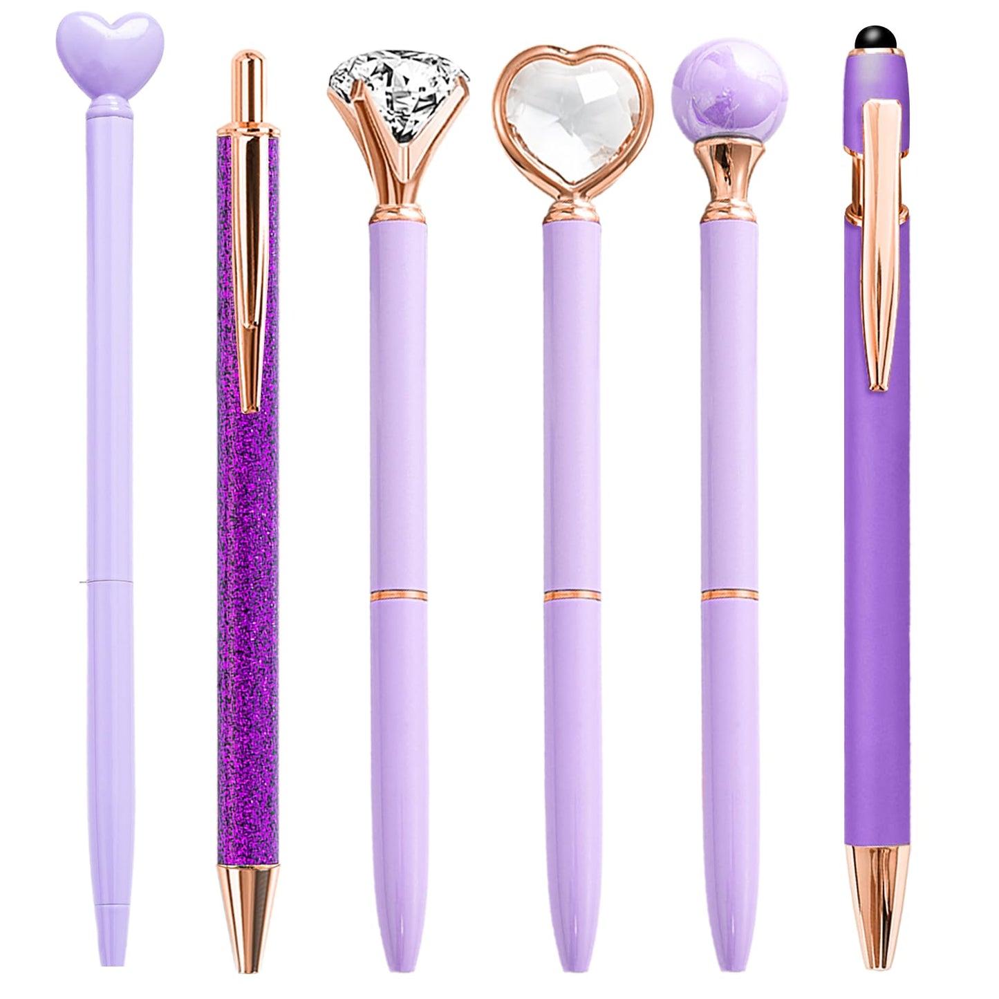 Personalized Pens for Women, 6 Pcs Purple Pens Ballpoint Pen Bulk, 1.0mm Medium Point Black Ink Pen for Journaling, Office and School Supplies Gifts for Nurse Teacher (Purple)