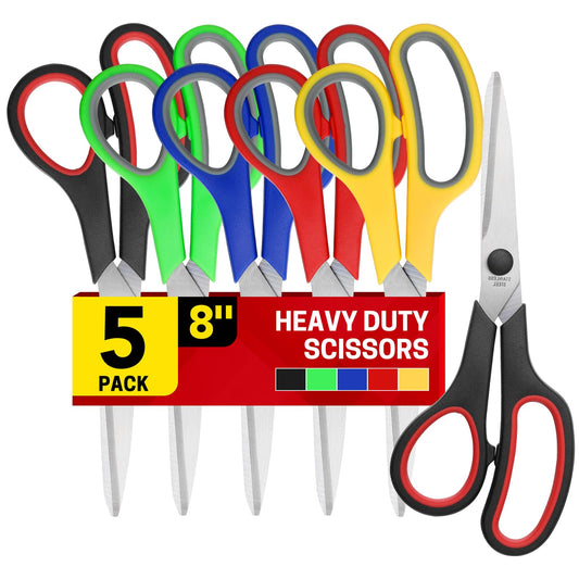 8" Multipurpose Scissor Bulk 48 Pack, Comfort Grip Handles Ultra Sharp Blade Shears Stainless Steel Scissors for Office Home, All Purpose Scissors