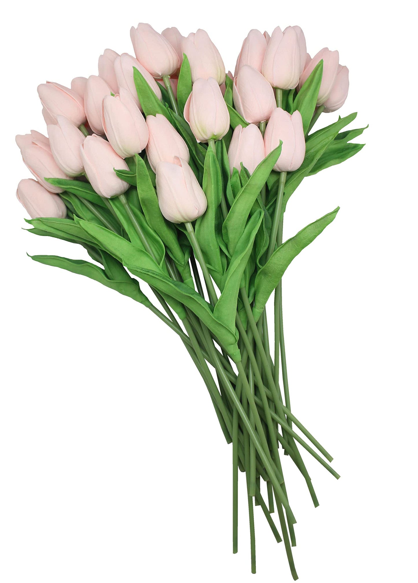 ALIERSA 10-Heads Home Decor Mini Tulip Real Touch Tulip Artificial Flowers Bouquets (Light Pink)