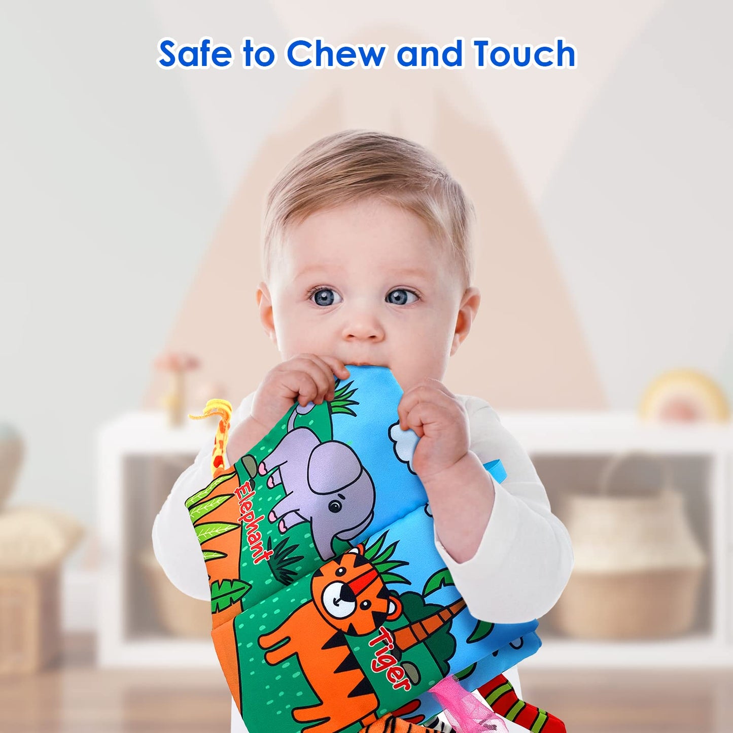 WESOTE Baby Cloth Books 2PCS High Contrast Sensory Crinkle Book for Babies Tummy Time Early Learning Infant Toys for 0-18 Months