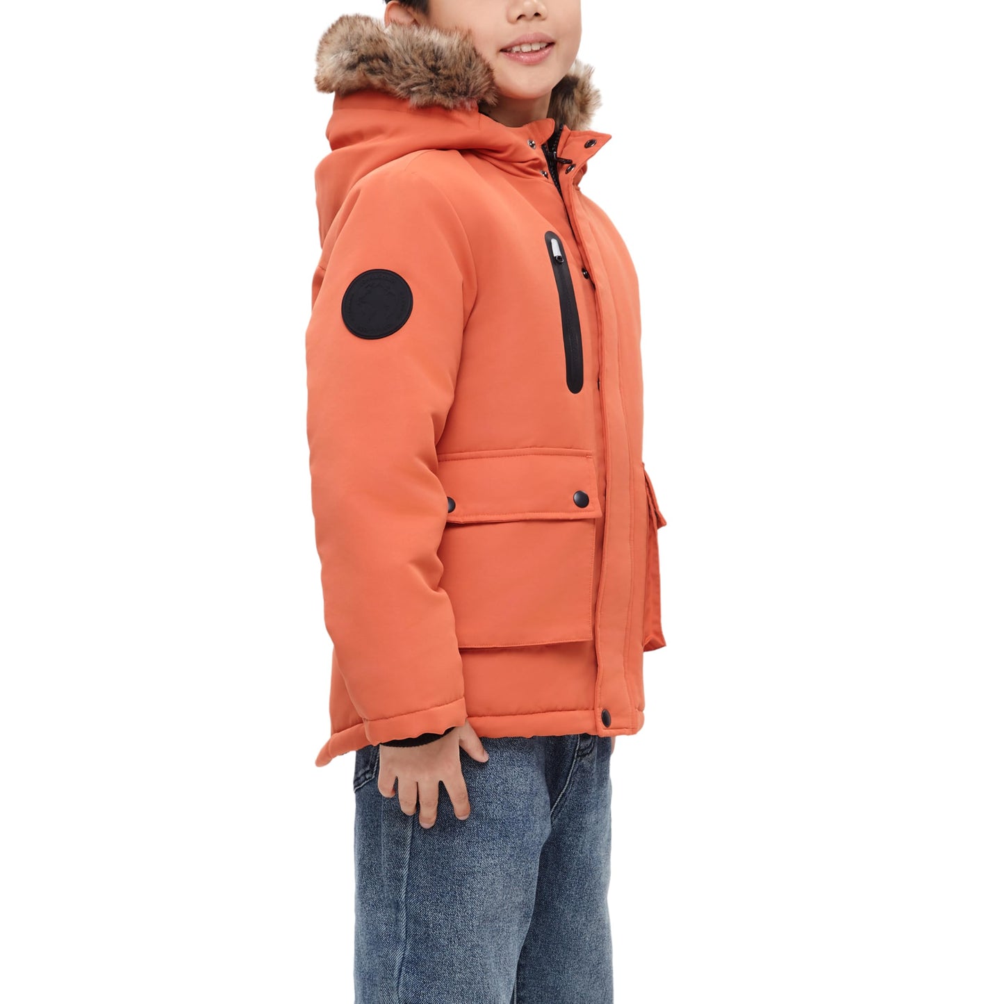 Rokka&Rolla Boys' Warm Parka Jacket Sherpa Fleece Lined Winter Snow Coat