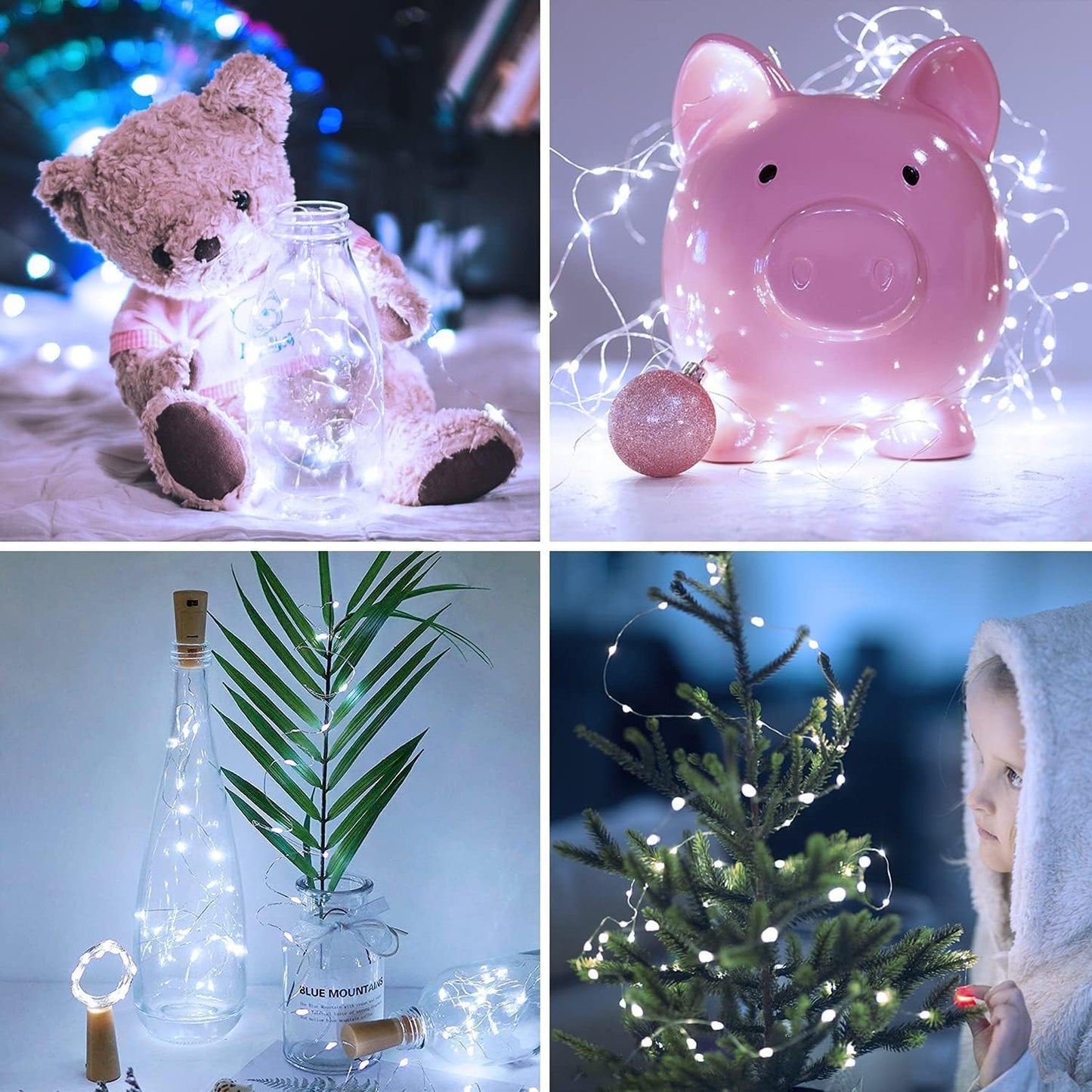 JMEXSUSS 2 Pack White Fairy Lights Battery Operated, Total 200 LED 66ft Twinkle Lights with Remote, 8 Mode White String Lights for Bedroom Ceiling Centerpiece Tree Indoor Outdoor Decor