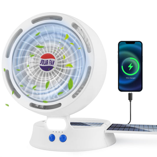 10400mAh Solar Camping Fan with LED Lantern, Rechargeable Portable Fan with 5W Solar Panel, Battery Operated Personal Fan for Outside Picnic, Fishing, Outdoor Tent Fan for Camping Essentials