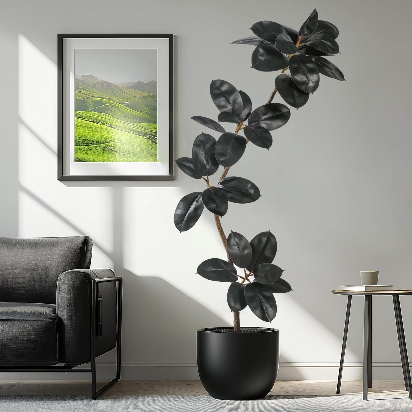 Bailikang 5.2ft Artificial Rubber Tree Faux Plants Indoor Faux Floor Artificial Trees Indoor,Fake Plant Fake Tropical Plants,Large Floor,Real Touch Rubber Tree for Home Decor