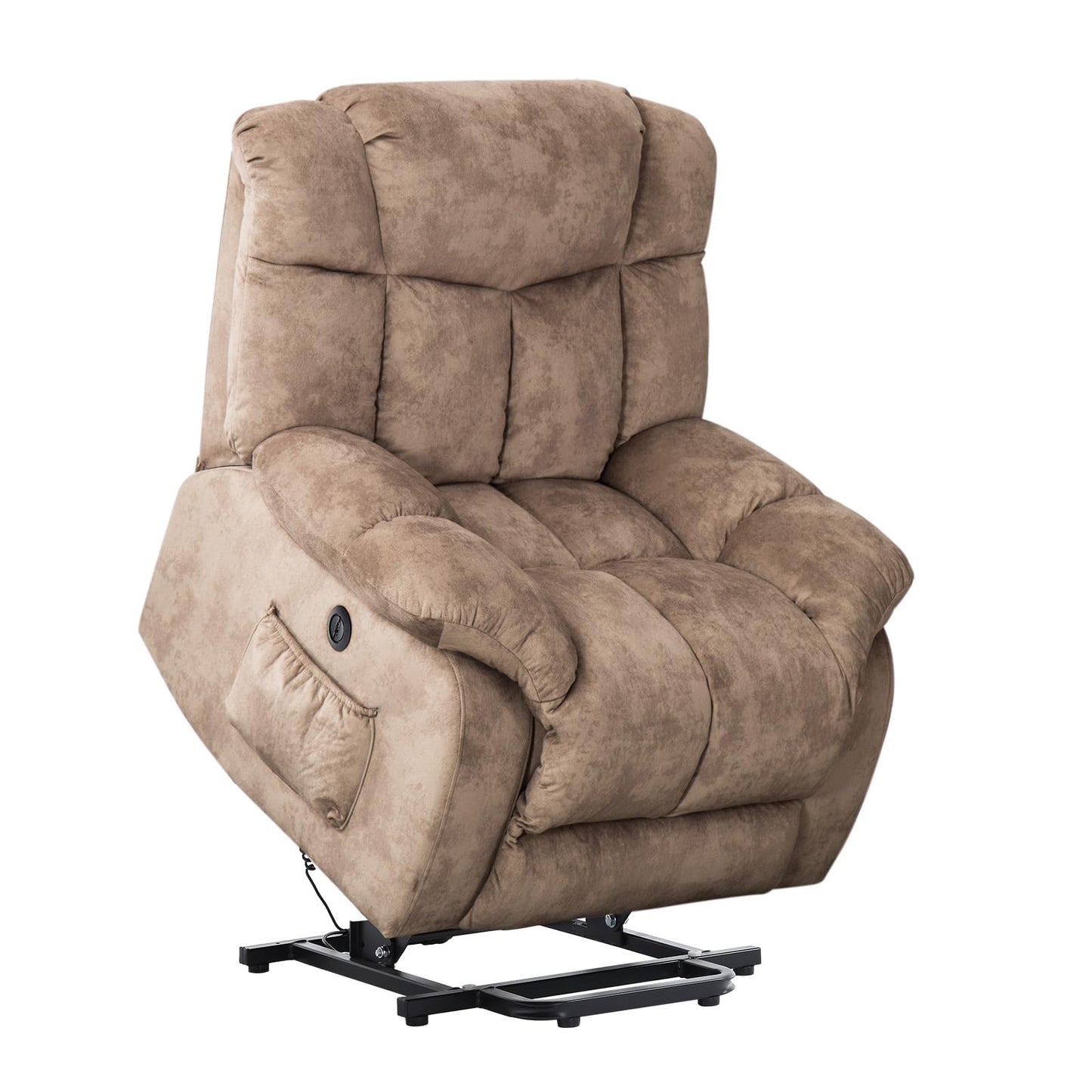 CANMOV Power Lift Recliner Chair for Elderly, Heavy Duty and Safety Motion Reclining Mechanism-Antiskid Fabric Sofa Living Room Chair with Overstuffed Design, Light Tan