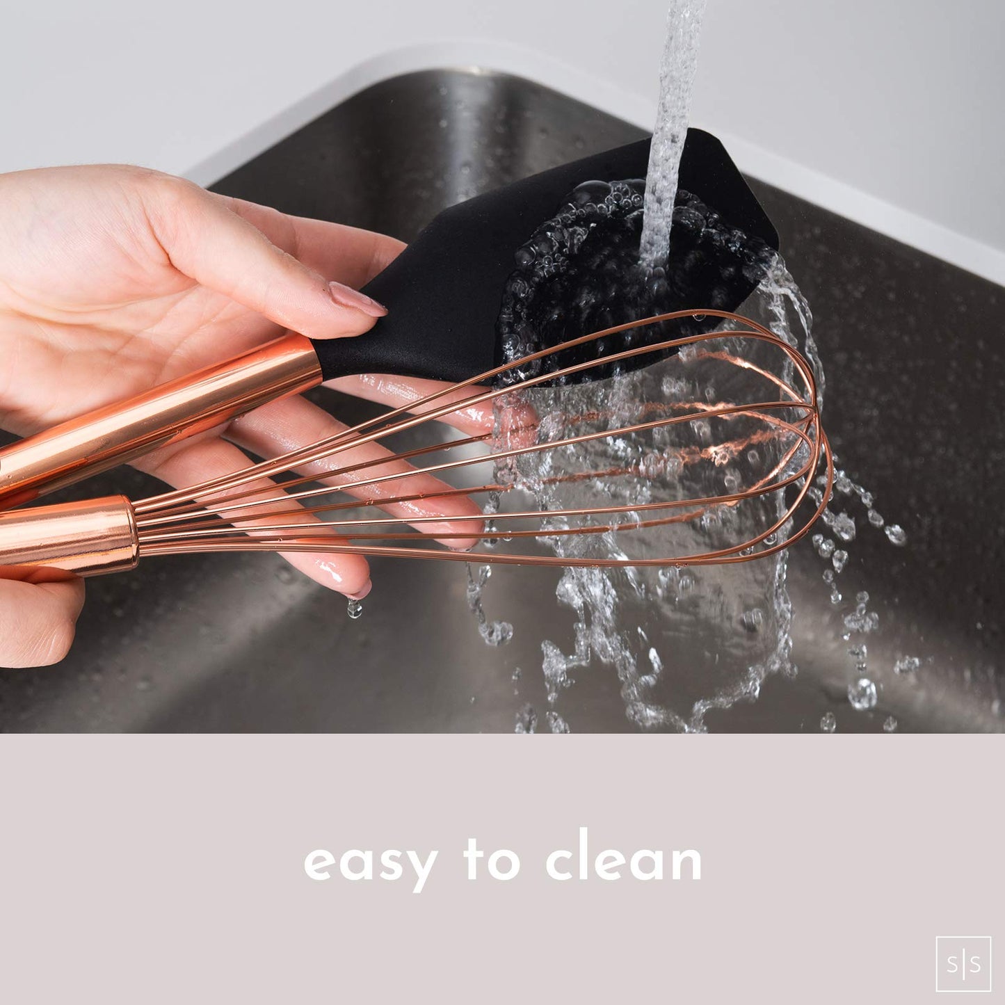 Black and Copper Kitchen Utensils with Holder - 17-Piece Set with Measuring Cups and Spoons, Rose Gold Cooking Tools - Stylish Black and Copper Kitchen Accessories for Modern Cooking and Baking