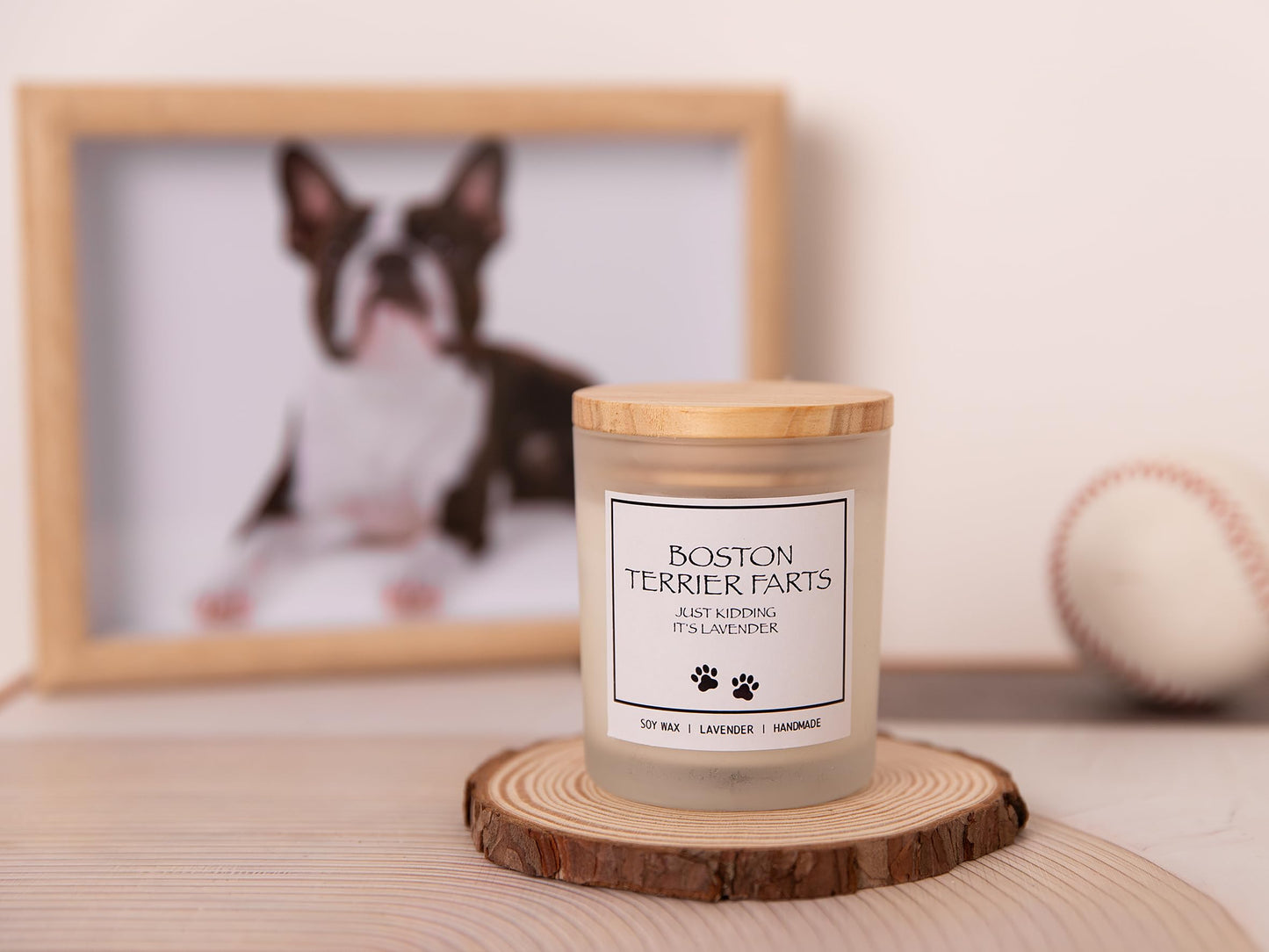 Boston Terrier Gifts & Decor, Boston Terrier Gifts for Women, Dog Farts Candle, Pet Friendly Lavender Scented Candle, Natural Soy Wax & Natural Essential Oils