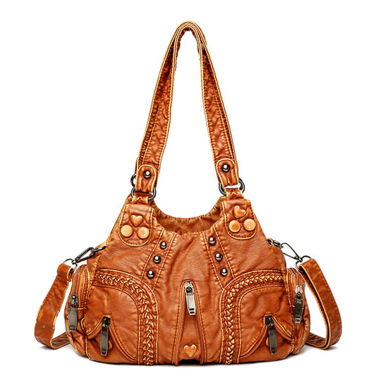 I IHAYNER Purses and Handbags for Women Hobo Tote Purse Soft PU Leather Satchel Shoulder Bag with Multi-Pocket, Brown