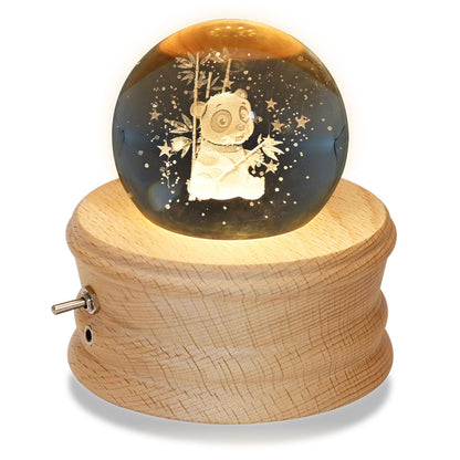 Kibuhain 3D Crystal Ball Music Box with Projection LED Light and Rotating Wooden Base,Best Gift for Birthday,Christmas,Valentine's Day,Music Boxes for Women Mom Girls