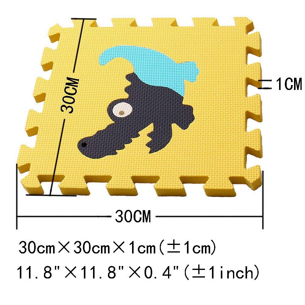 MQIAOHAM® 18 Pieces Puzzle Play Mats, Soft Baby Play Mat, Kids Interlocking Foam Floor Tiles, Toddlers Carpet Playmats Animal G301018-P051HBH