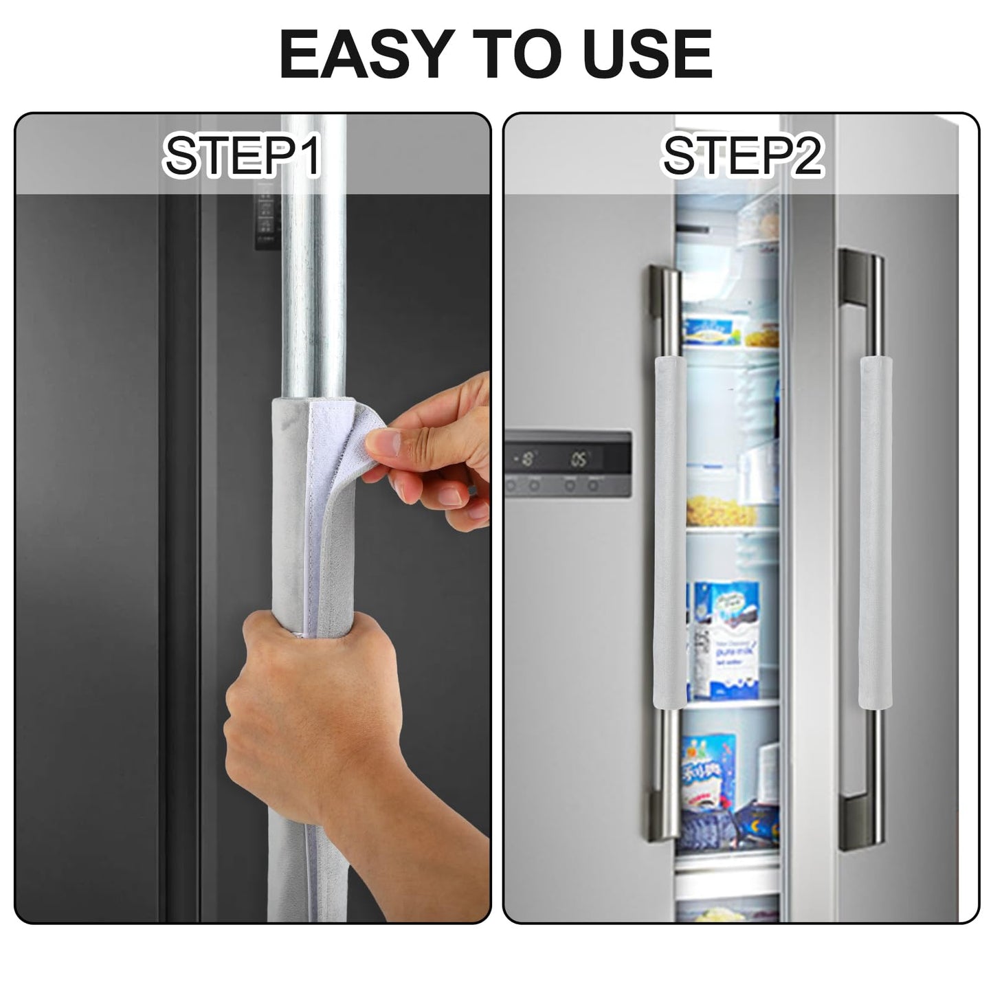 Sheskind Refrigerator Door Handle Covers Keep Fridge Clean and Beautiful, Pack of 2 (16"*4", Gray)
