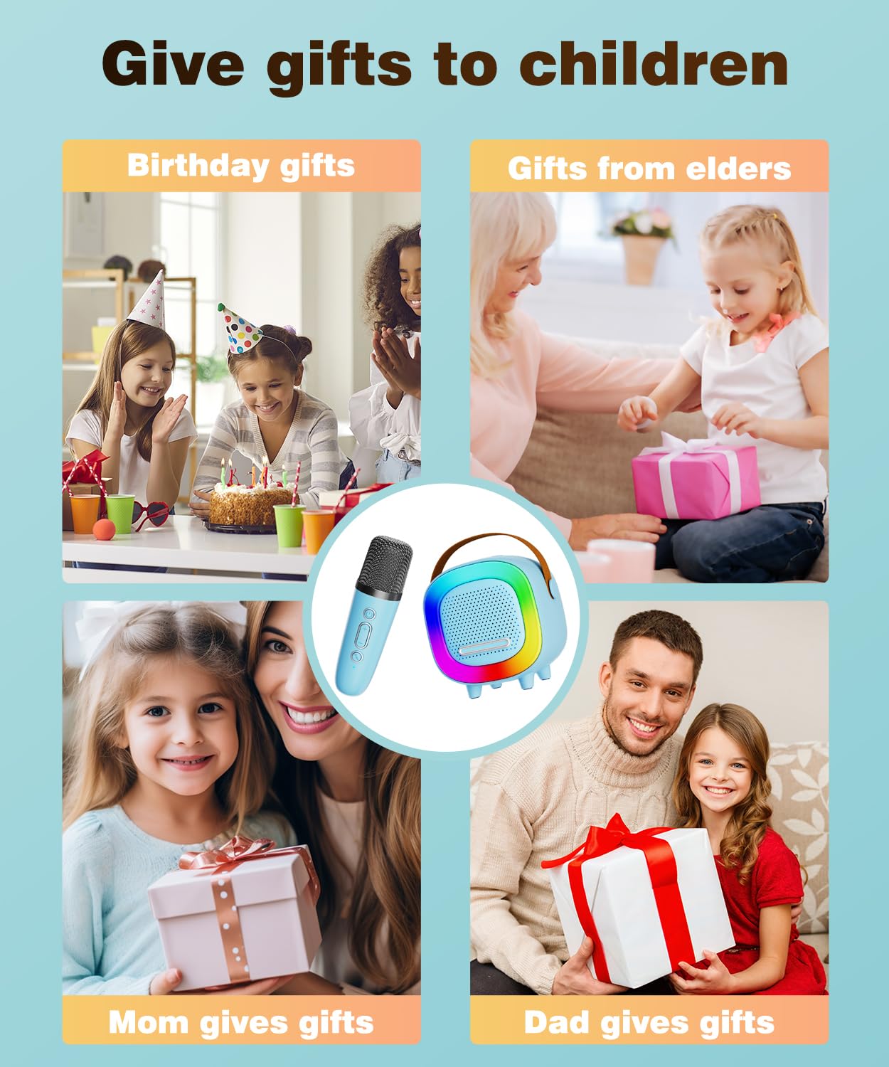 Mini Karaoke Machine Speaker for Kids Adults, Portable Bluetooth with 1 Wireless Microphones, Children's Day Birthday Gift Ideas for Toys for Teens Boys and Girls Aged 4, 5, 6, 7, 8, 9, 10, 11, 12+