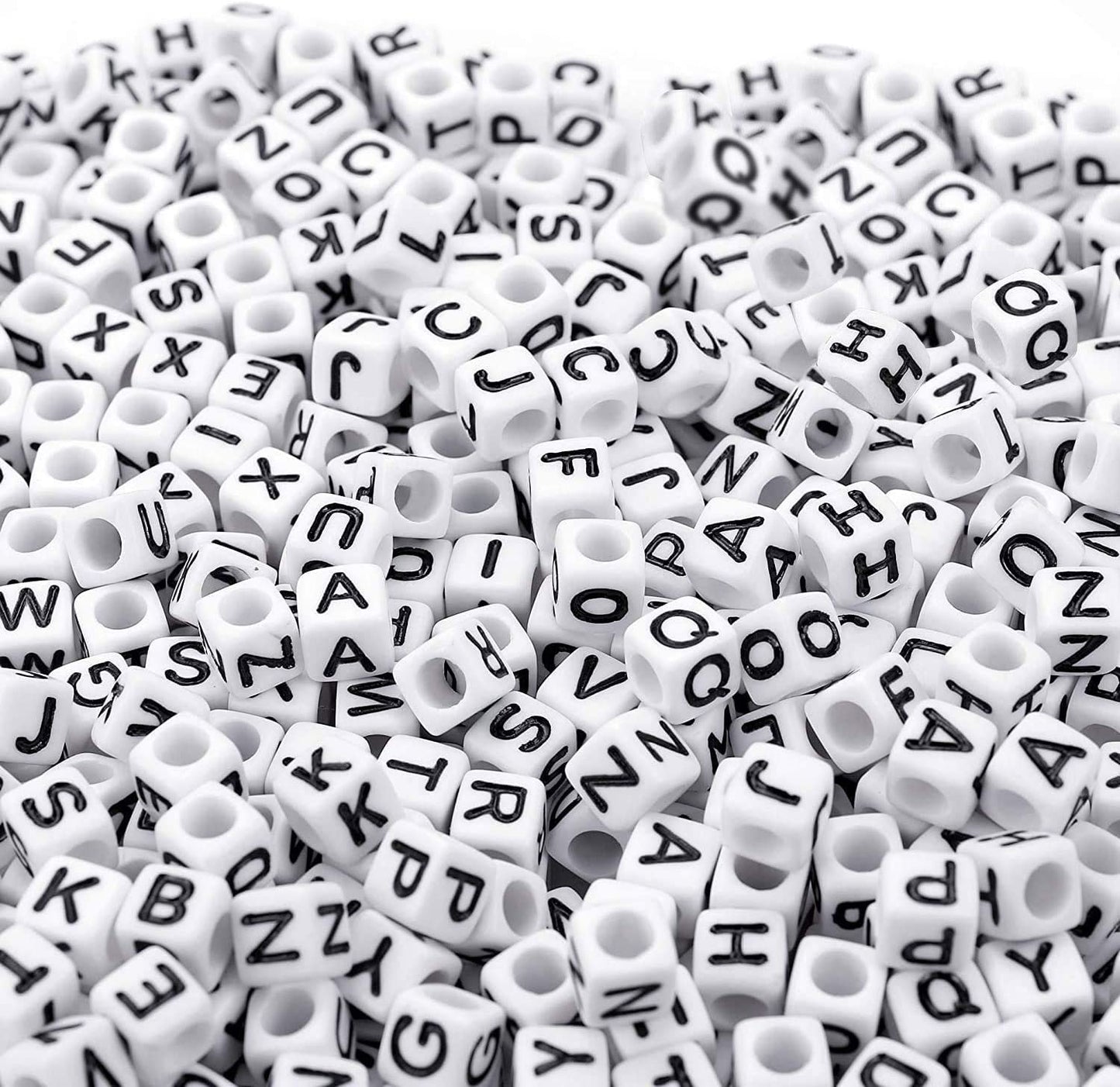 Augshy Alphabet Beads, 1000PCS White Letter Beads Number Cube Beads for Jewelry Making DIY Necklace Bracelet (6mm)