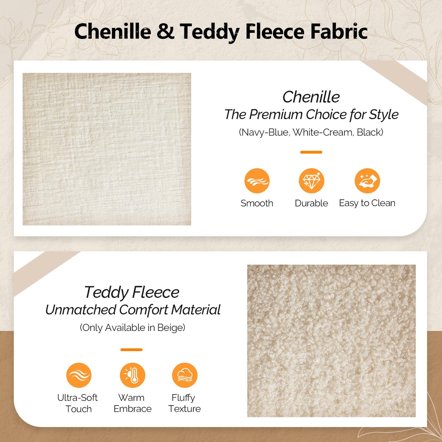 VINGLI Oversized Sofa Chair and a Half with Deep Seat & Movable 2-Layer Ottoman Set, Comfy Cloud Sofa Bed with Chaise, 1-Seater Modular Sectional Sleeper Couch for Living Room, Teddy-Fleece, Beige