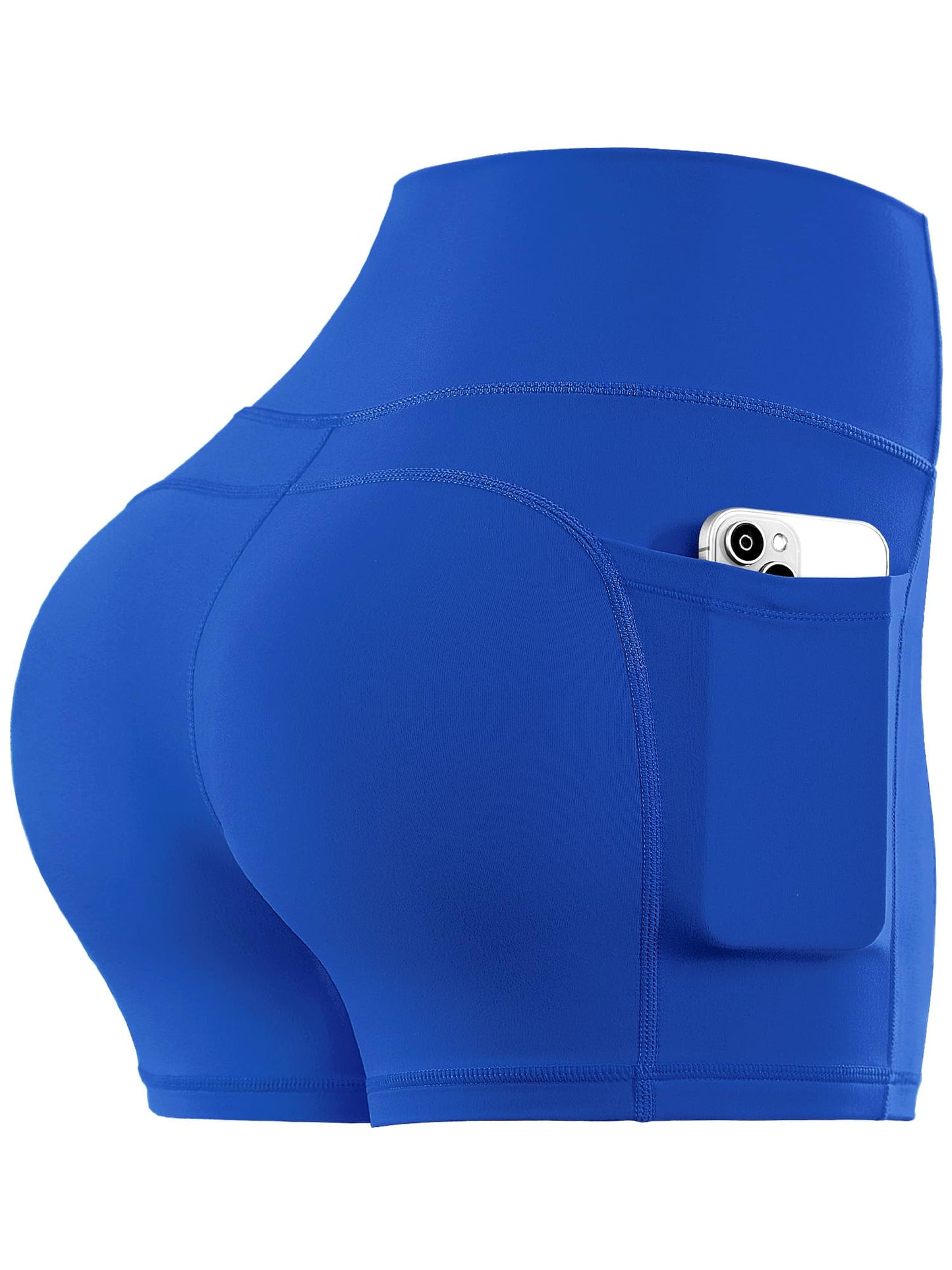 CADMUS Women's 3" High Waist Workout Shorts Yoga Running Volleyball Gym with Pockets for Summer, Blue, S