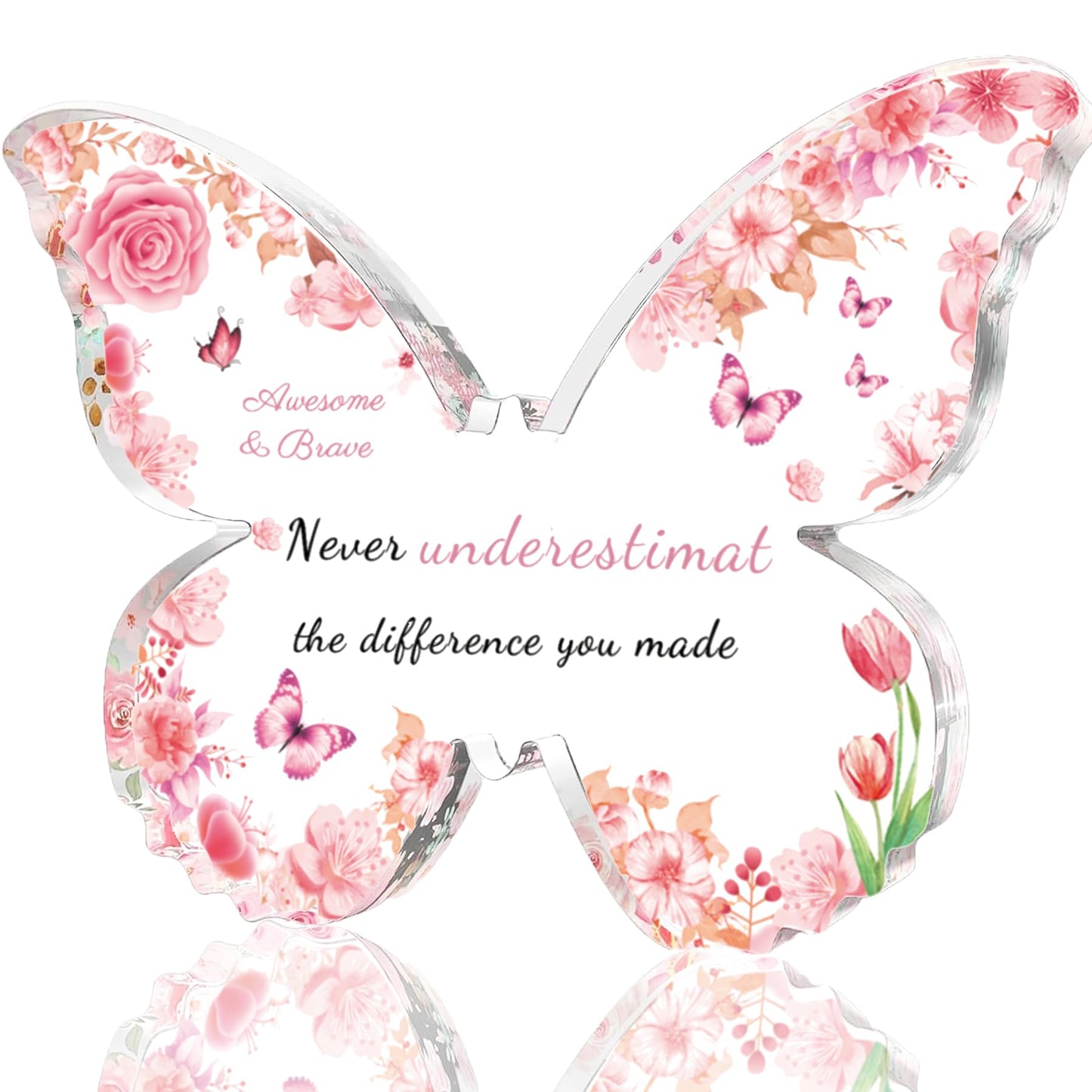 Gifts for Mom, Mom Birthday Gifts from Daughter Son- Acrylic Butterfly Plaque 4.33×3.26×0.47'', Keepsake, Paperweight, Mother's Day Stuff Ideas, Christmas Best Mom Ever Gifts