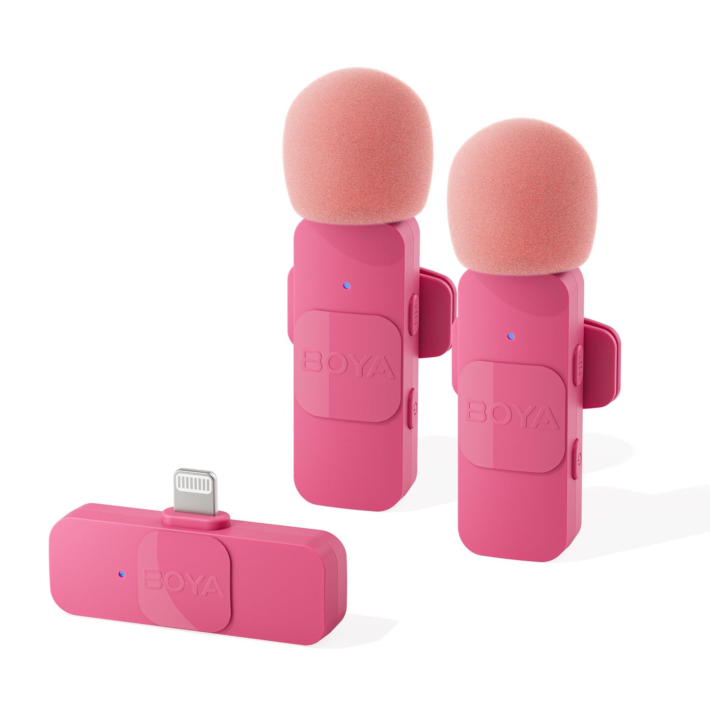 BOYA Wireless Lavalier Microphone for iPhone iPad Phone Omnidirectional External Mini Lapel Lightning Microphone for iPhone Clip-On Mic for Video Recording Podcast YouTube Live Streaming (Pink)