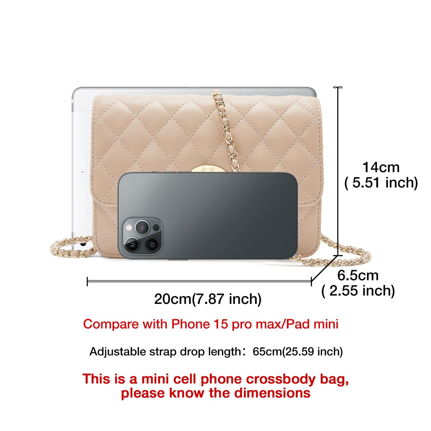 FOXLOVER Quilted Crossbody Purse for Women Faux Leather Trendy Ladies Shoulder Bag with Chain