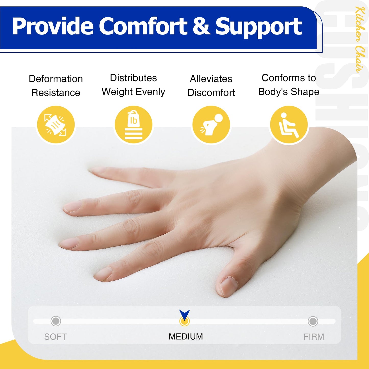 Tromlycs Chair Cushions for Dining Chairs Set of 4 with Ties Chair Seat Pads for Kitchen and Indoor Dining Chairs Non Slip 16"x16.5"x2", Blue