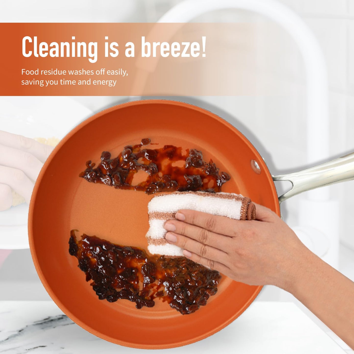 ONGIFT 24 Pcs Pots and Pans Set Nonstick, Ceramic Cookware Sets, Kitchen Cookware Sets without PFAS, PTFE or PFOA, Compatible with All Stovetops, Oven Safe,Copper