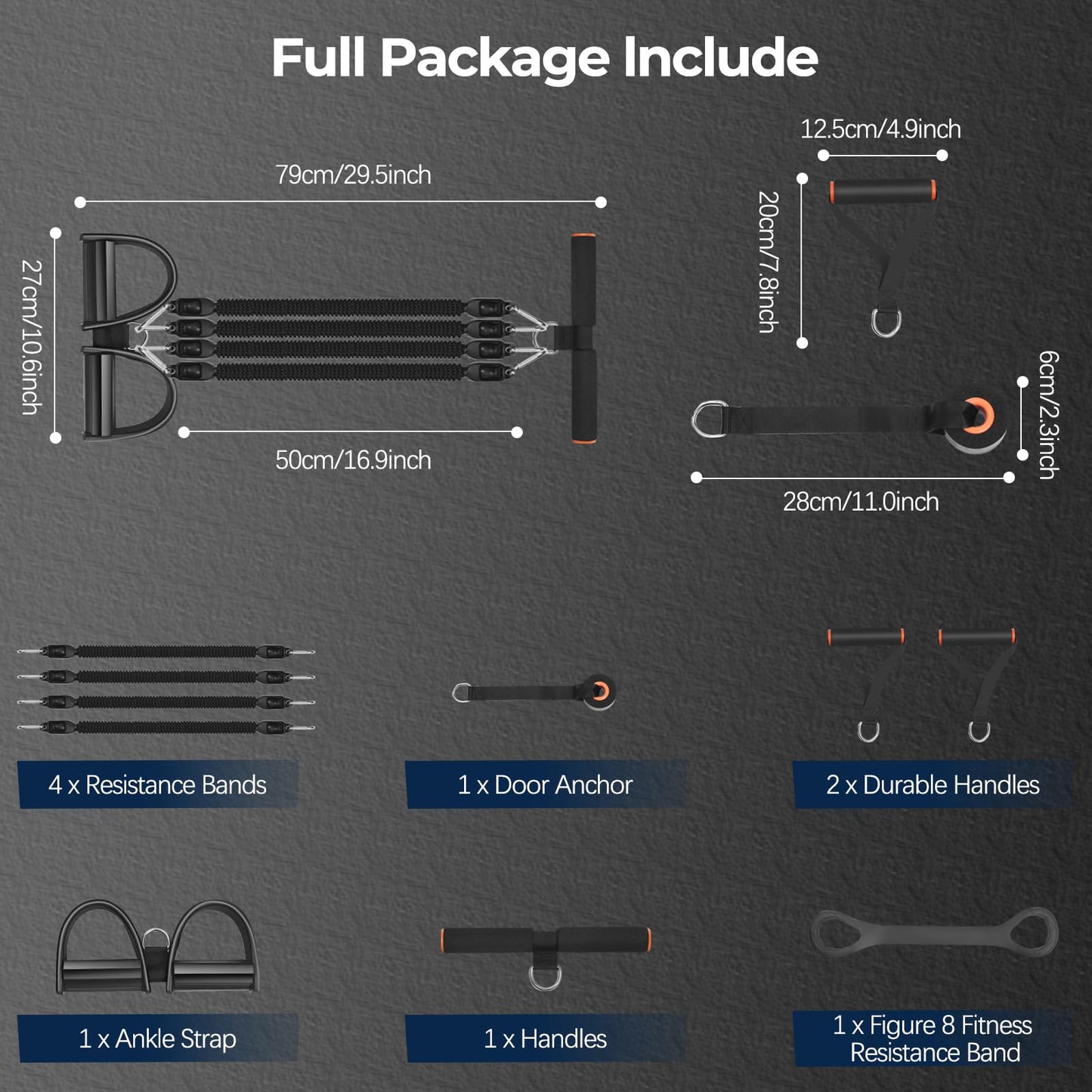 Awaiymi Pedal Resistance Band, Exercise Bands With Handles, Elastic Sit Up Pull Rope, Workout Equipment for Physical Therapy, Home Fitness, Strength Training With 8 Shape Fitness Band