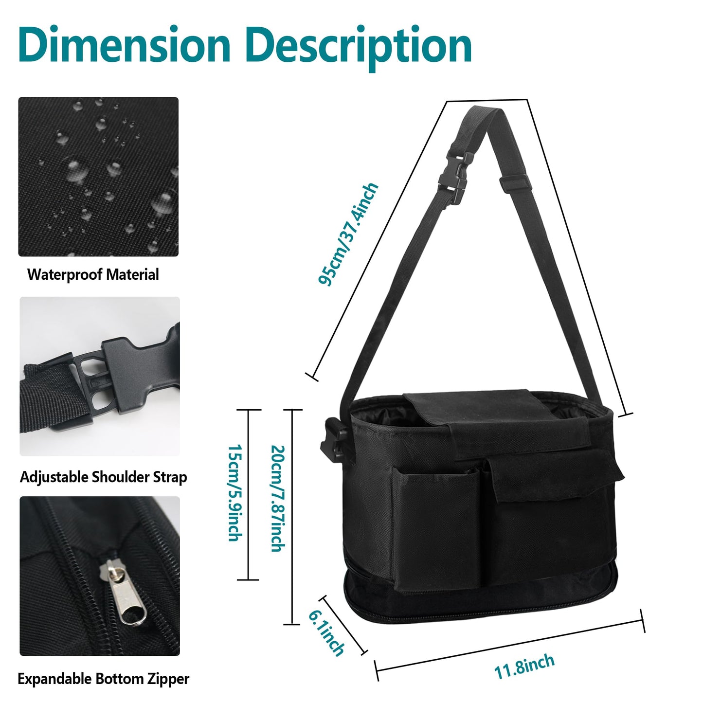 Rasfalo Universal Stroller Caddy Expandable Organizers & Detachable Shoulder Strap, Stroller Organizer With Cup Holder Fits for Stroller Like Uppababy, Baby Jogger, BOB, Doona, Britax