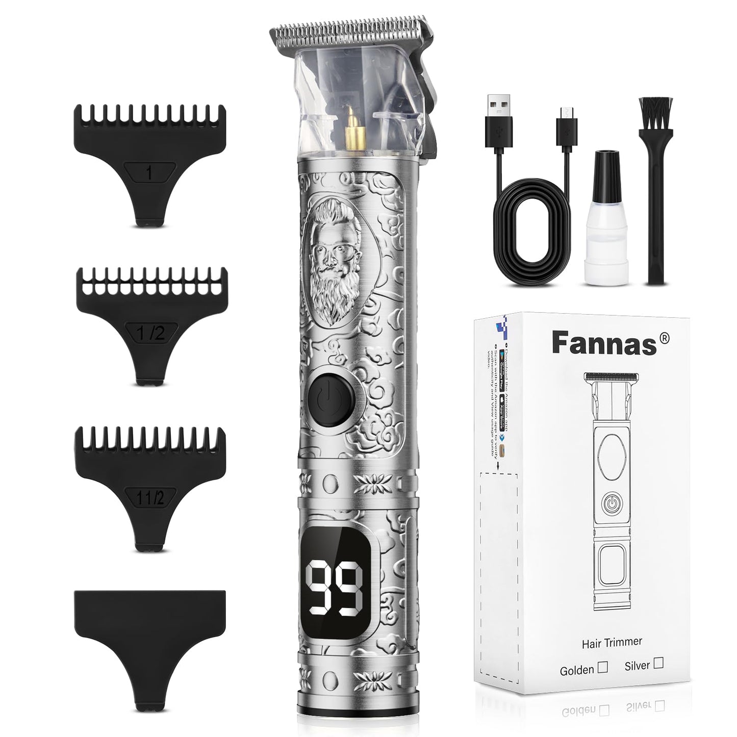 Hair Clippers for Men, Professional Hair Trimmer Barber Cordless Zero Gapped Hair Clippers with LCD Display, Mens Gifts Beard Trimmer T Liners Shavers Edgers Clipper for Hair Cutting - Gold