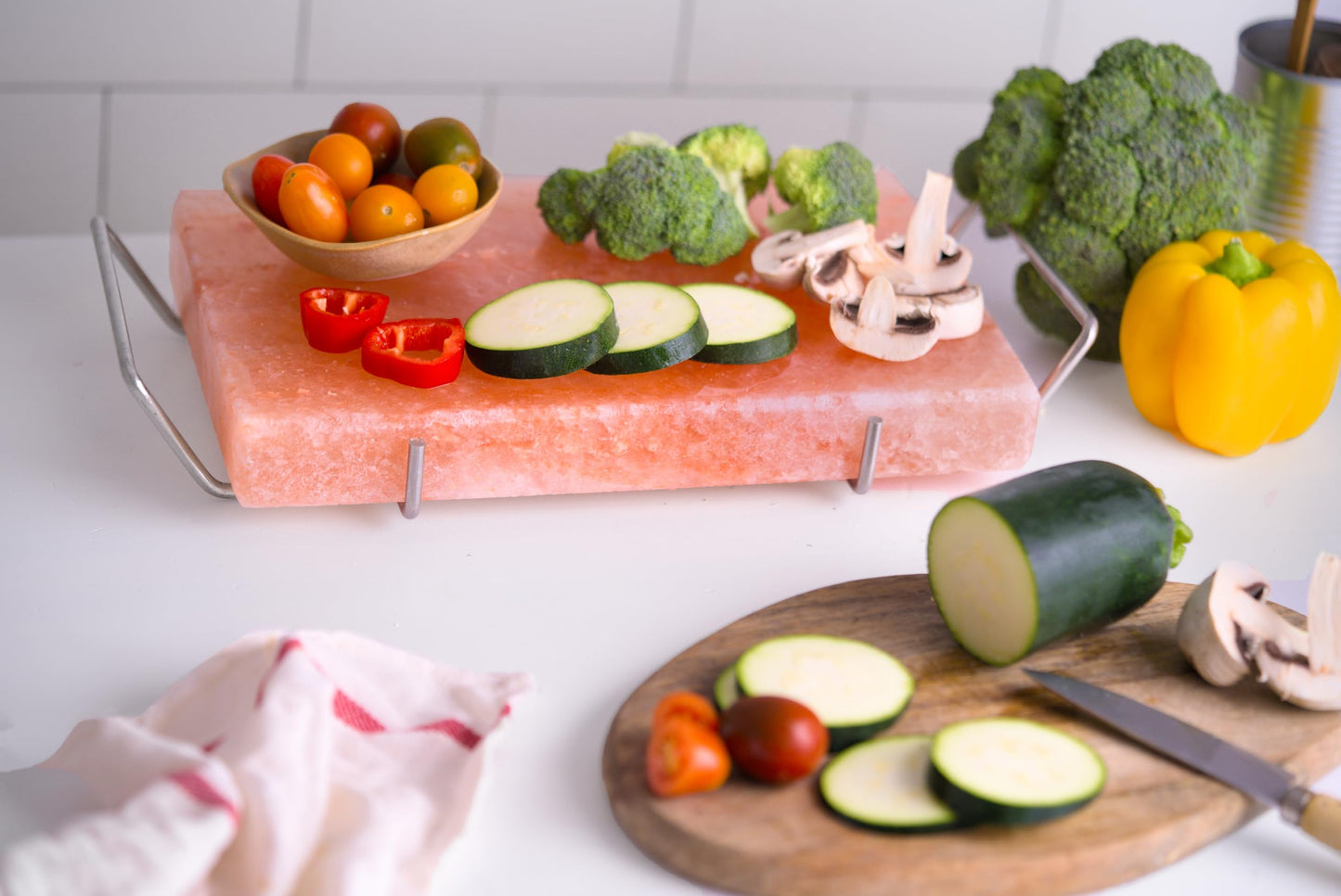 Spantik Professional Salt Block Set with Steel Tray 12" x 8" x 1.5" Himalayan Cooking Plate for Grilling, Cooking, Serving, 100% Pure Natural Food Grade Salt Stone Unique Gifts for Barbecue Smoker