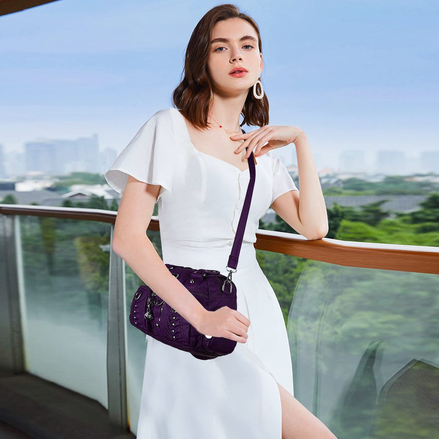 Angel Kiss Small Purse Handbag for Women Crossbody and Shoulder Bags Multipocket Soft Hobo Purses Adjustable Strap