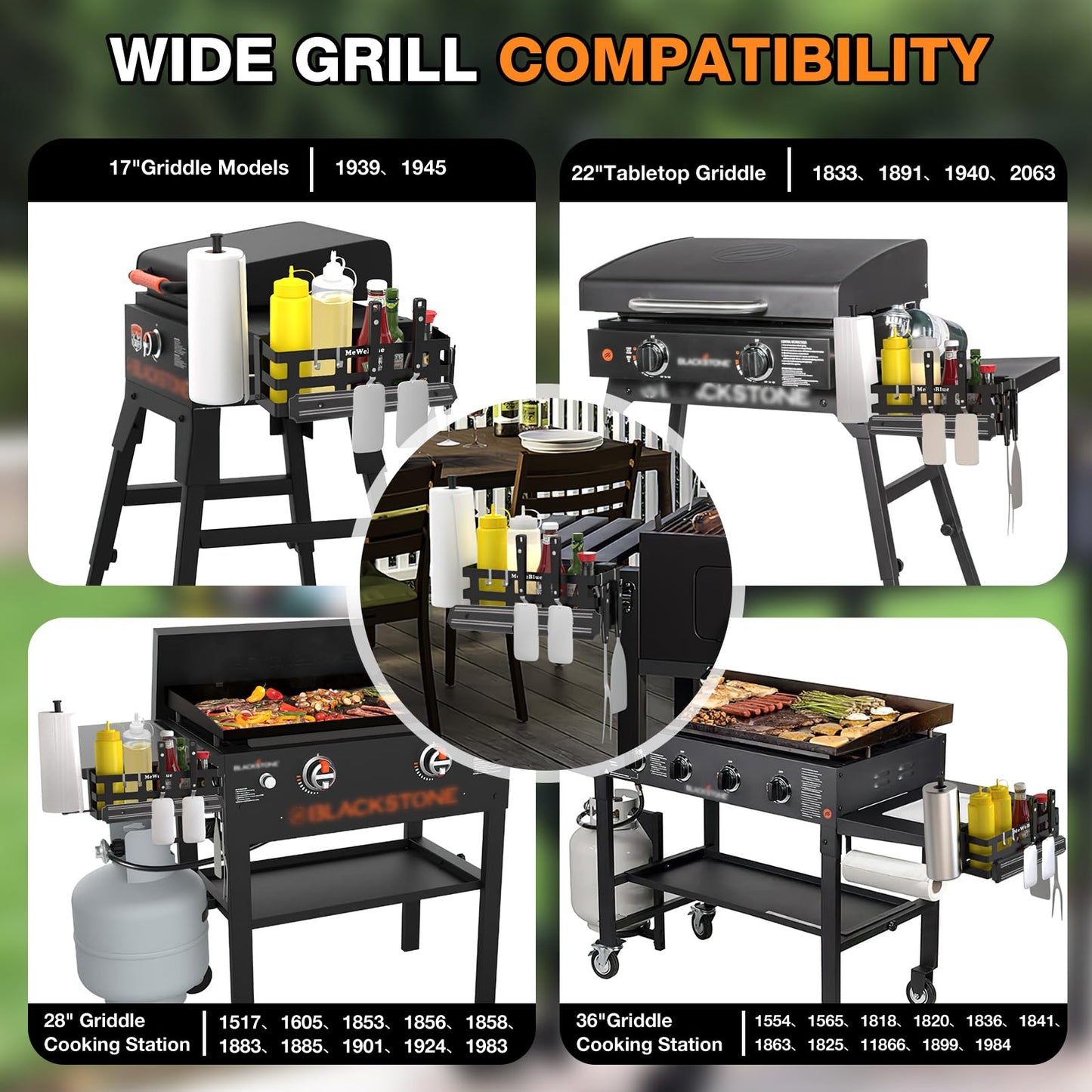 Griddle Caddy for Blackstone Griddles Prep Cart, Space Saving Grill Accessories Storage Caddy, BBQ Accessories Holder for Blackstone 28”-36” Grill with a Magnetic Tool Holder Paper Towel Holder