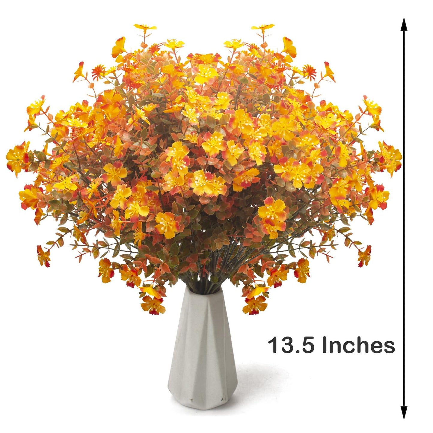 Grunyia 12 Bundles Artificial Fall Flowers for Outdoors, Artificial Plants UV Resistant Fall Fake Mums Plants for Outside Halloween Christmas Porch Decoration ecorations (Fall Red)