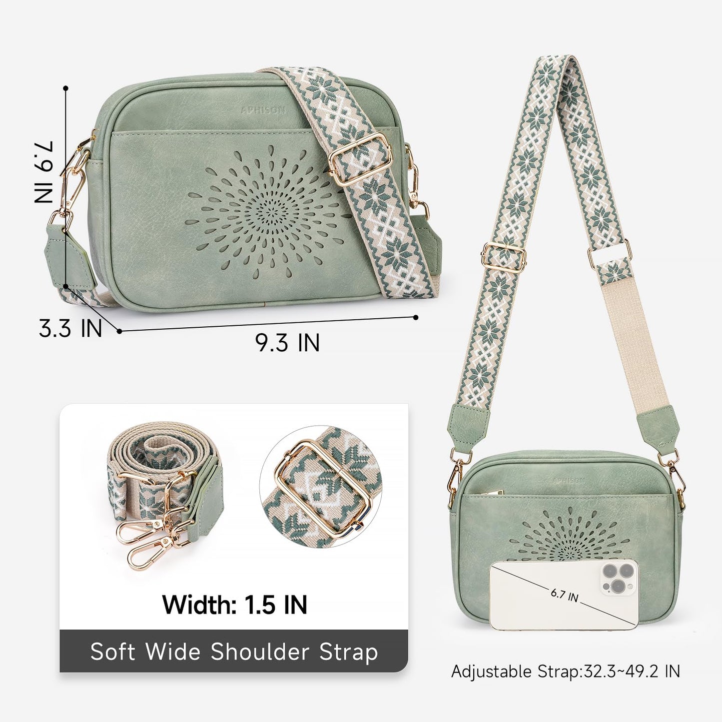 APHISON Crossbody Bags for Women Trendy,Vegan Leather Small Crossbody Purses Shoulder Handbags with Adjustable Strap Green