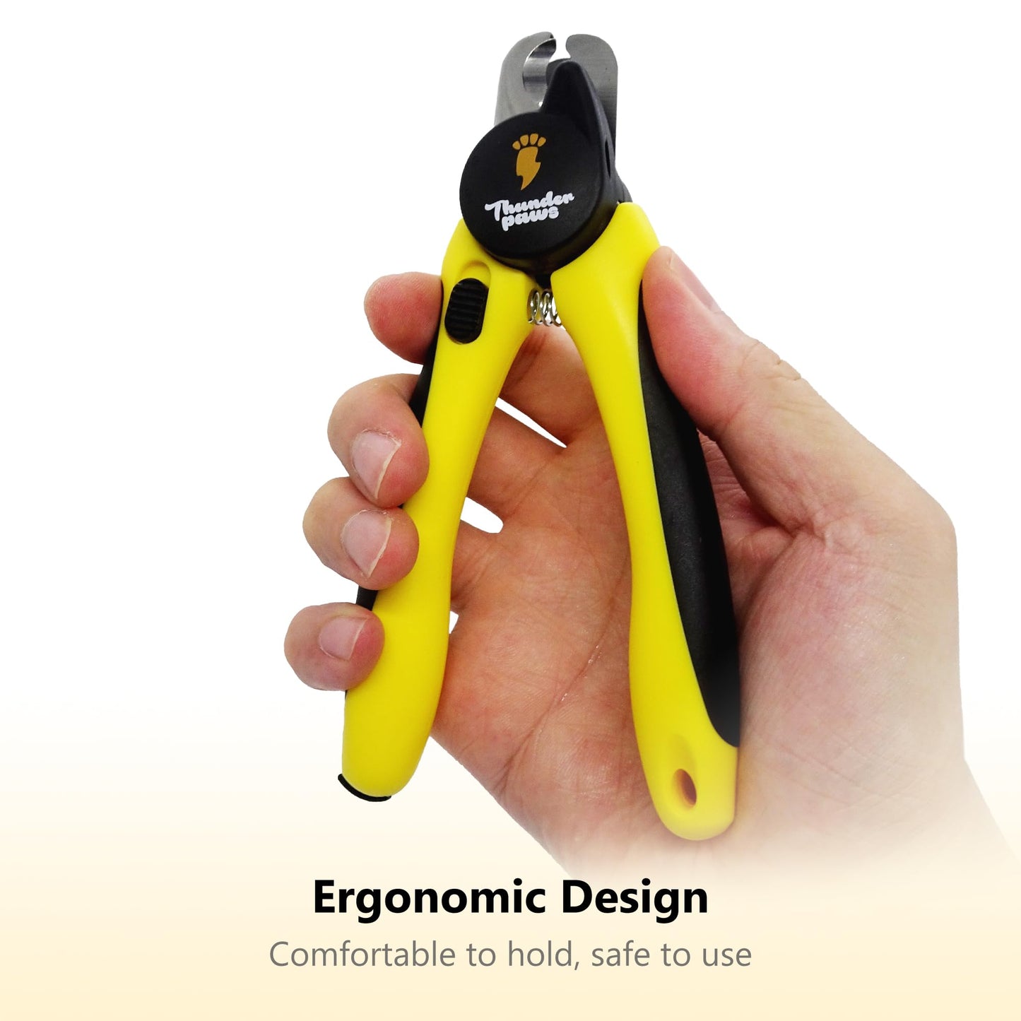 Thunderpaws LED Dog Nail Clippers with Light, Trimmers with Protective Guard, Quick Sensor, Safety Lock and Nail File - Suitable for Large and Small Dogs & Cats (Yellow, LED)