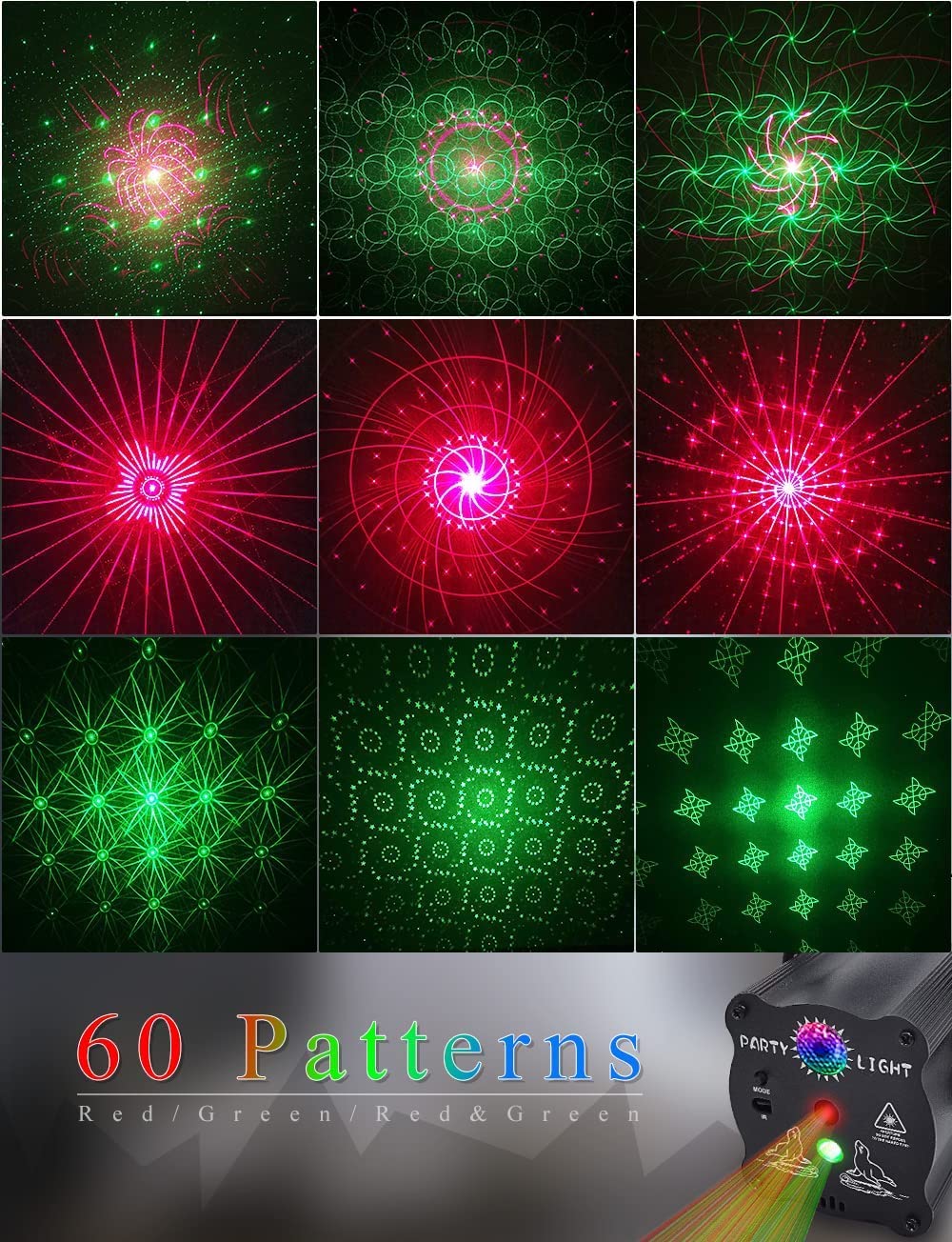 Party Lights DJ Disco Lights, Sound Activated with Remote Control for Dance Party Karaoke Living Room Pub