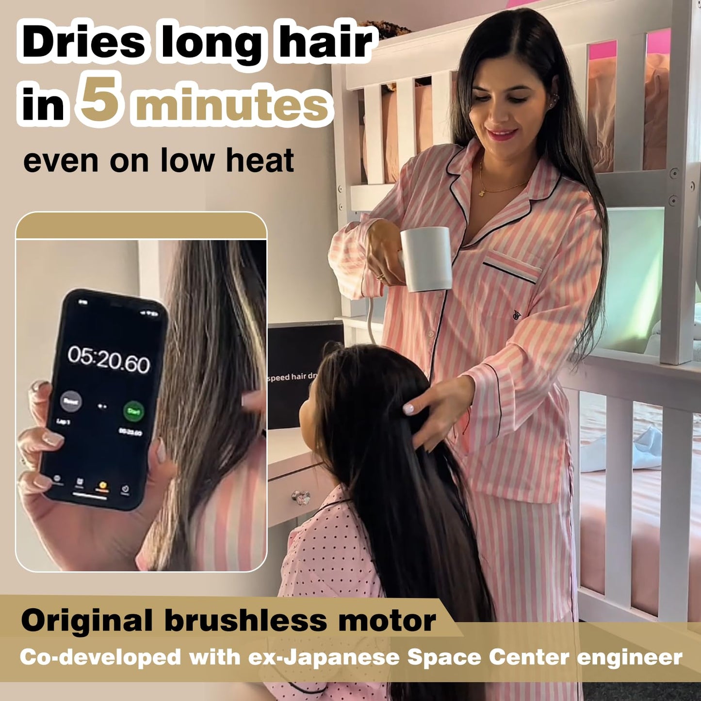 Saragami Hair Dryer Blow Dryer Women Air Diffuser Ionic Supersonic Quiet Professional High Speed Negative Ion Fast Drying