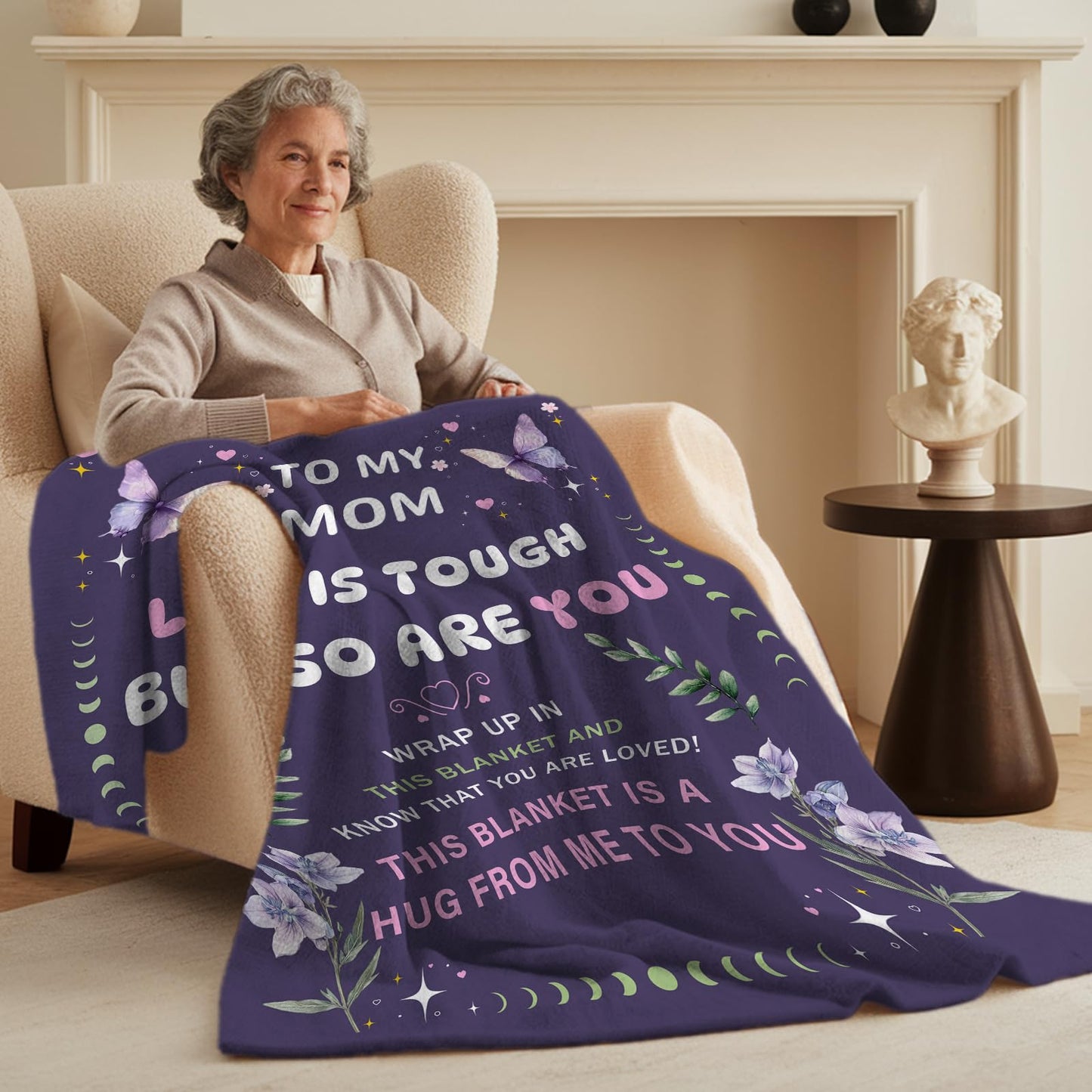 PUREFLY Gifts for Mom Blanket,Mothers Day Birthday Gifts for Mother from Daughter Son,Best Mom Ever Gifts,Super Soft Flannel Throw Blanket to My Mom,60”x50”