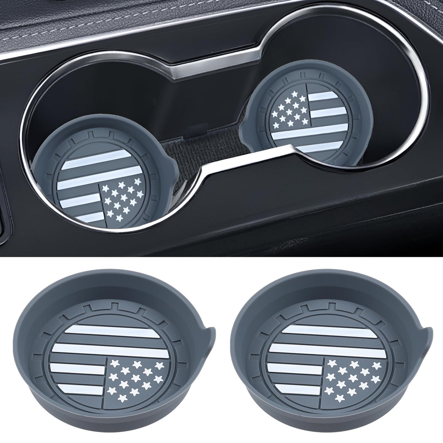 Amooca Car Cup Coaster Universal Automotive Waterproof Non-Slip Cup Holders Sift-Proof Spill Holder Car Interior Accessories 2 Pack Tea Green