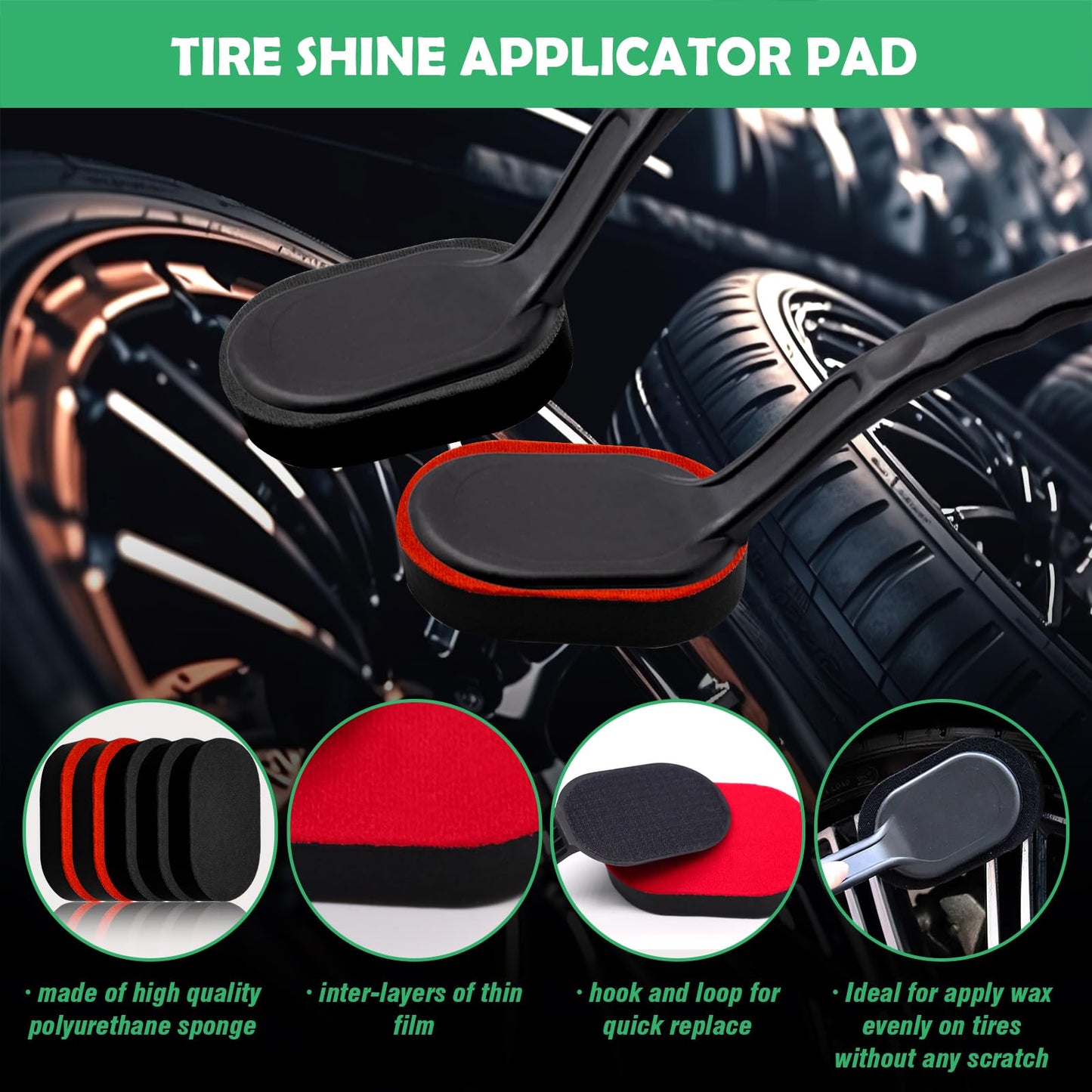 Yauhar 10Pcs Car Detailing Cleaning Tools Kit Contains Tire Dressing Sponge Brush, All Purpose Drill Brush Set Attachment and Microfiber Car Dash Duster Brush for Auto Care