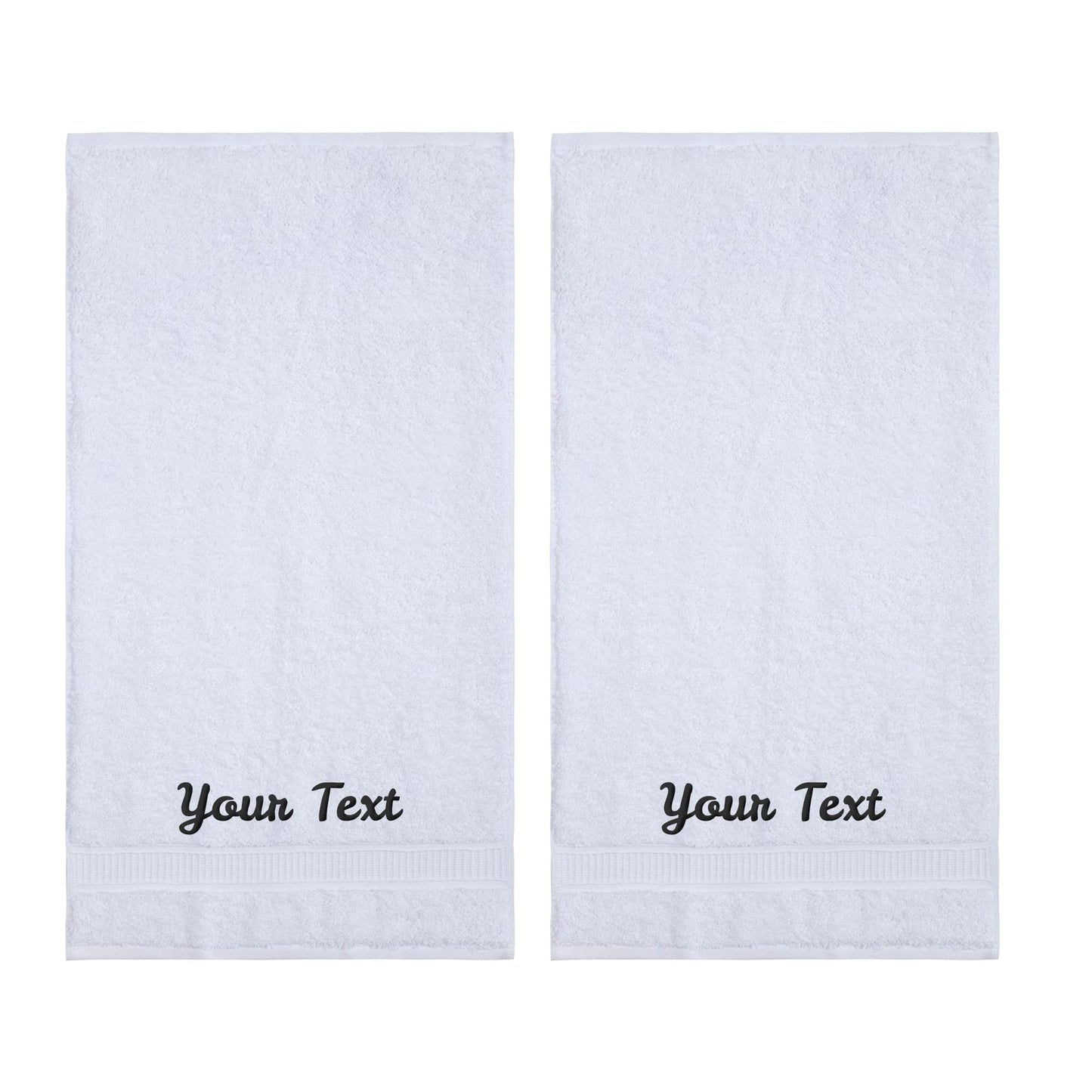 Personalized Towels, Hotel & Spa Quality, Super Soft, Highly Absorbent, Bathroom Towel Sets, 100% Turkish Genuine Cotton Monogrammed Towels 2 Piece Hand Towel Set for Face, Dorm, Gym & Spa, White