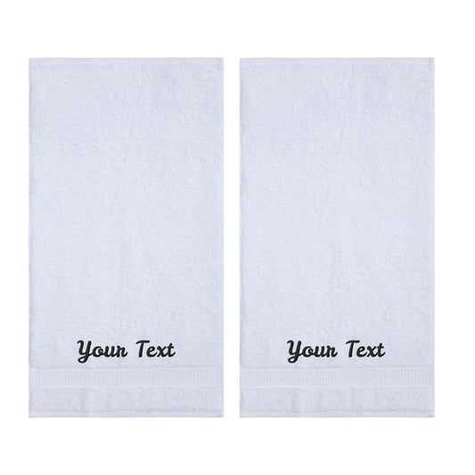 Personalized Towels, Hotel & Spa Quality, Super Soft, Highly Absorbent, Bathroom Towel Sets, 100% Turkish Genuine Cotton Monogrammed Towels 2 Piece Hand Towel Set for Face, Dorm, Gym & Spa, White