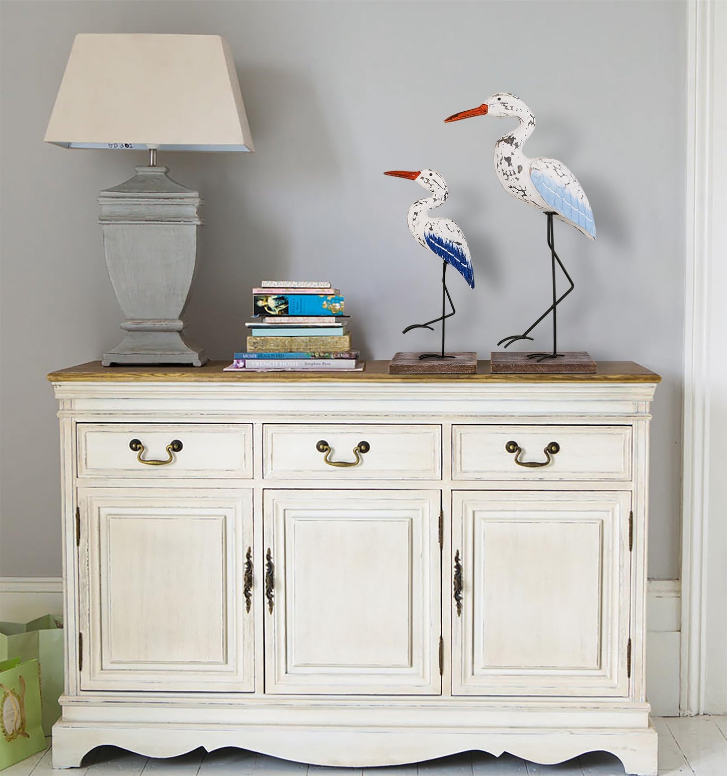 SAILINGSTORY Wooden Seagull Figurine Sea Bird Statue Nautical Coastal Beach Decor