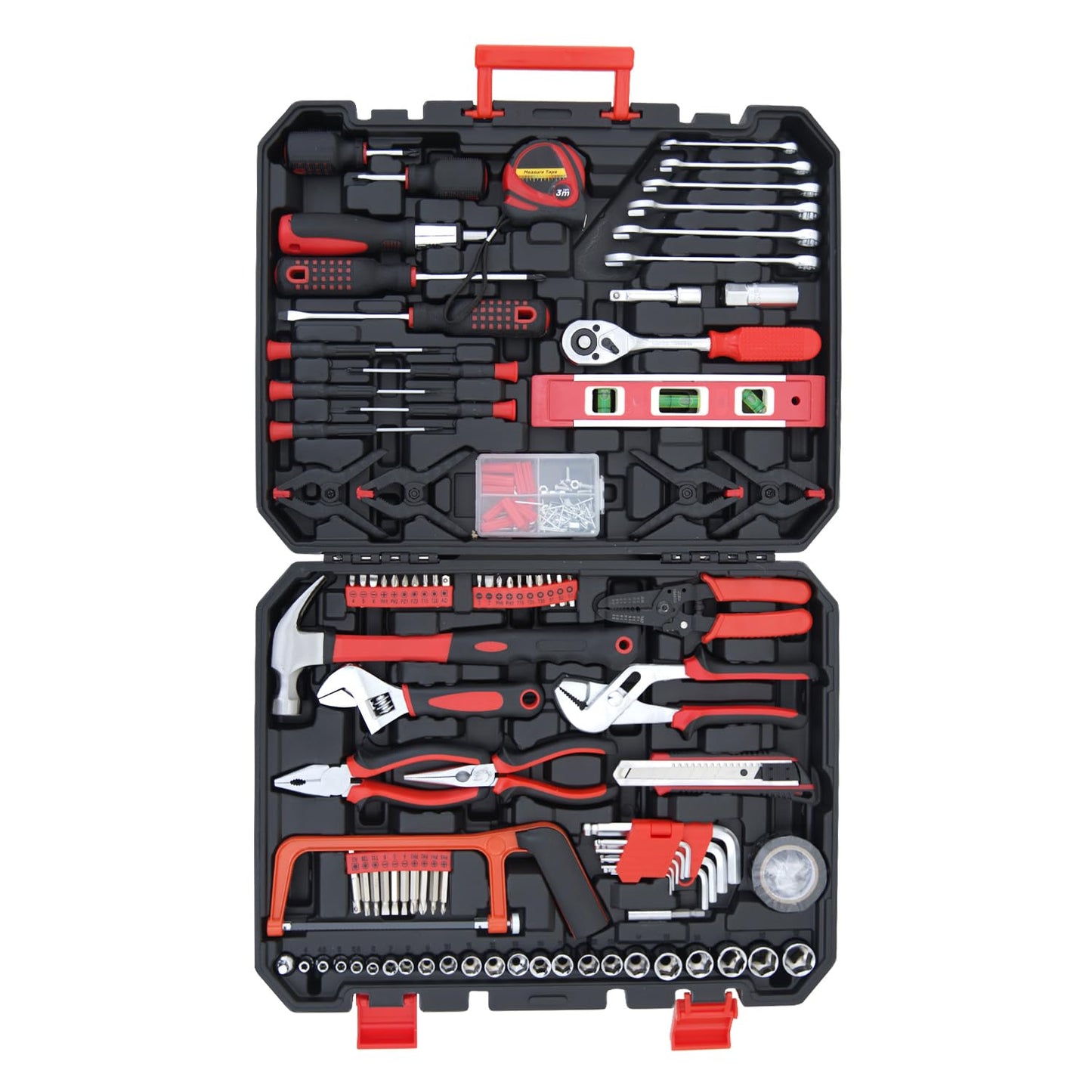 39-Piece Household Tools Kit Essential Home Repair Set with Plastic Toolbox Ideal for College Students, Home Use & More