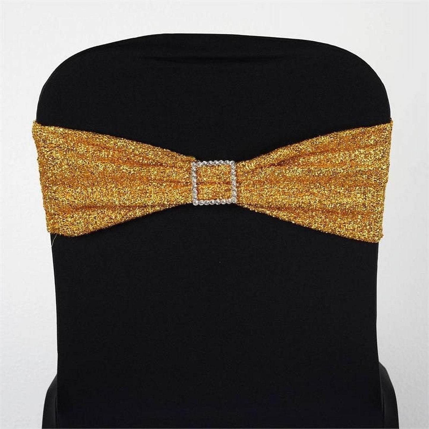 Efavormart 5 Pack | Gold Metallic Shimmer Tinsel Spandex Chair Sashes Covers