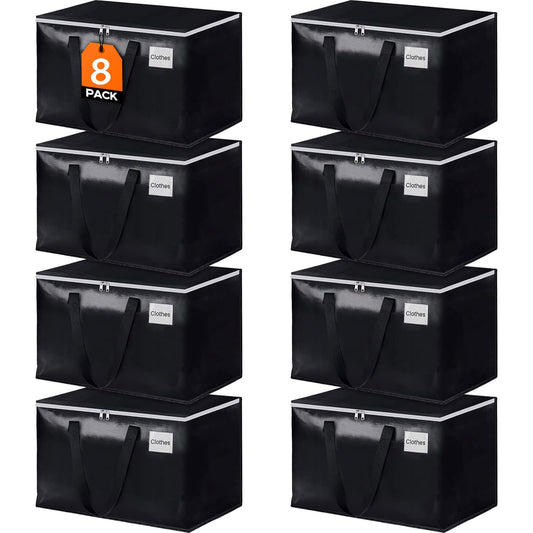 StorageRight Large Moving Bags Heavy Duty Storage Totes for Storage,Packing & Moving Collapsible Moving Supplies with Large Capacity, Reinforced Zippers and Handles, 88L, 8 Packs