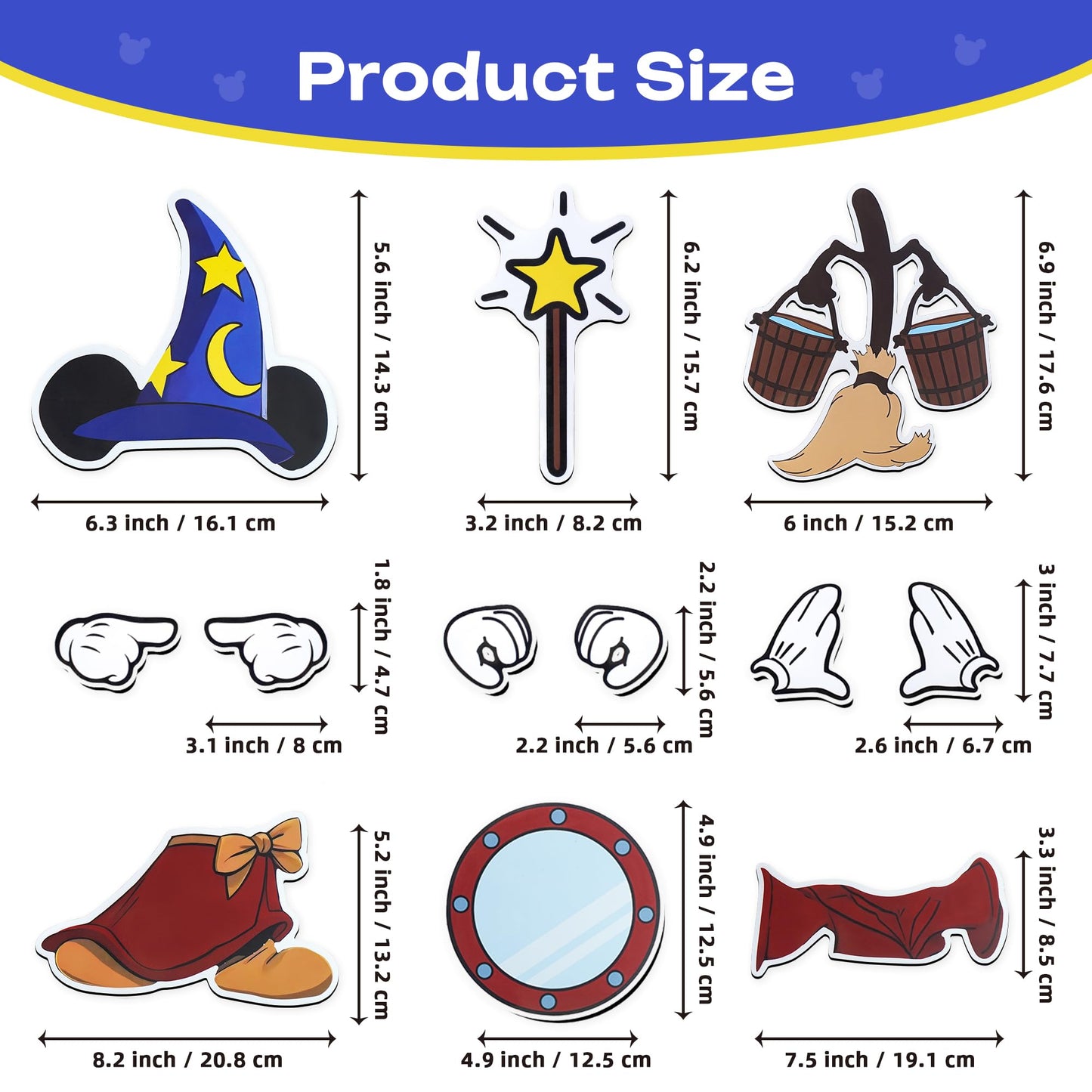 YZFDUI Cruise Door Magnets 12Pcs - Magical Mouse Theme Waterproof Magnetic Stickers for Refrigerator, Garage, Outdoor - Holiday Carnival Ship Cabin Decor