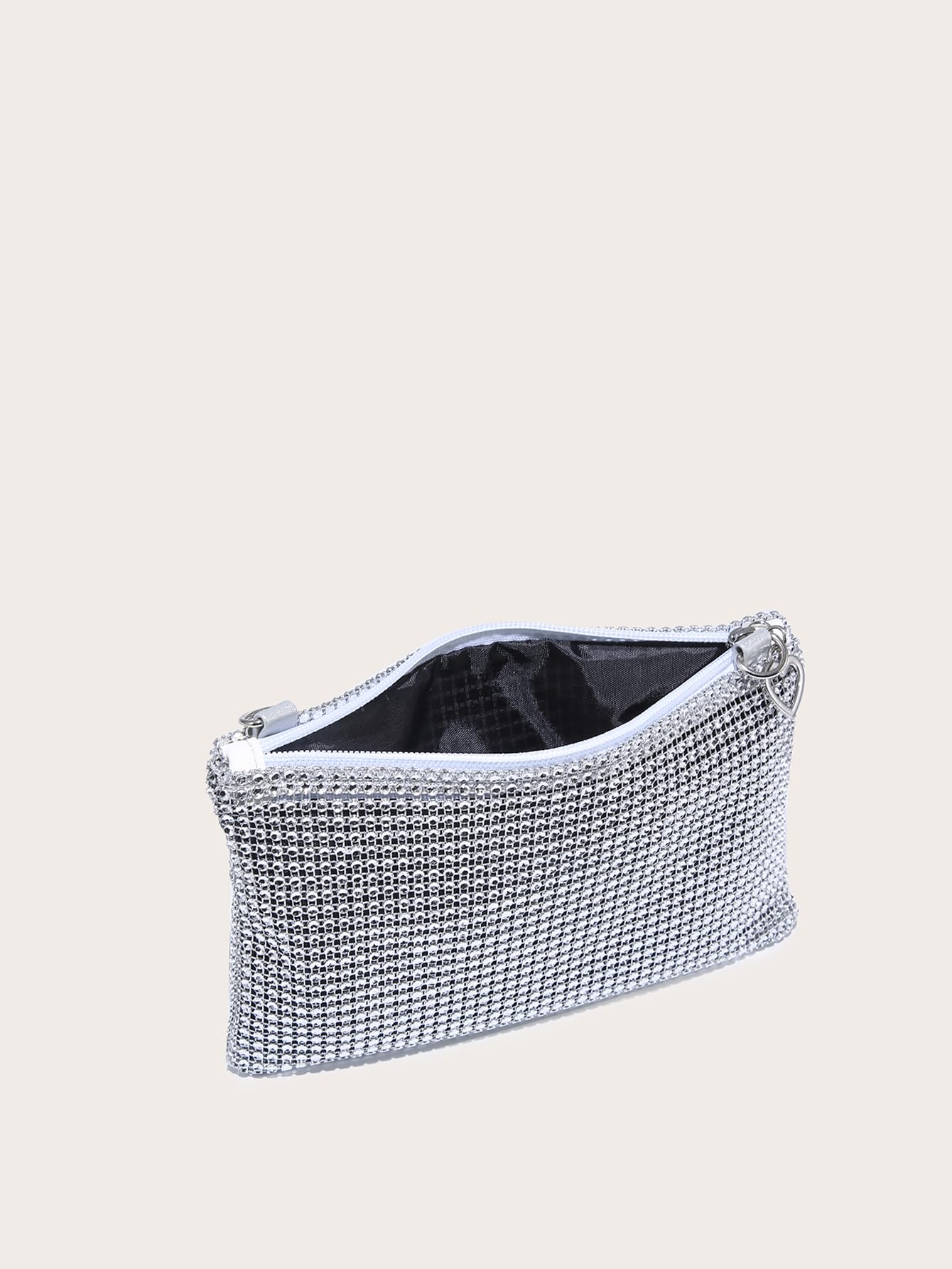 Verdusa Women's Shiny Mini Rhinestone Square Bag Sparkle Clutch Purse Wedding Evening Party Handbags Silver One-Size