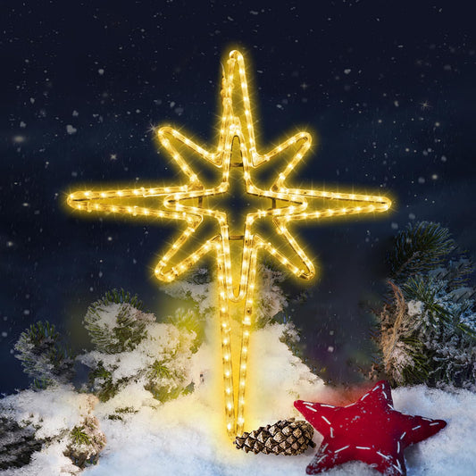 YGLOWORM Christmas Lights Bethlehem LED Star Door Window Porch Wall Decoration Party Light Hanging Lights(28" Warm White Light)